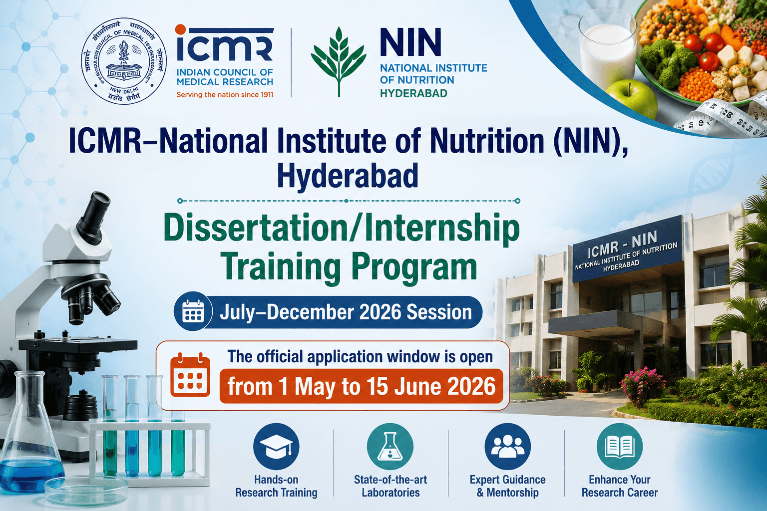 CMR–National Institute of Nutrition (NIN), Hyderabad Dissertation/Internship Training Program